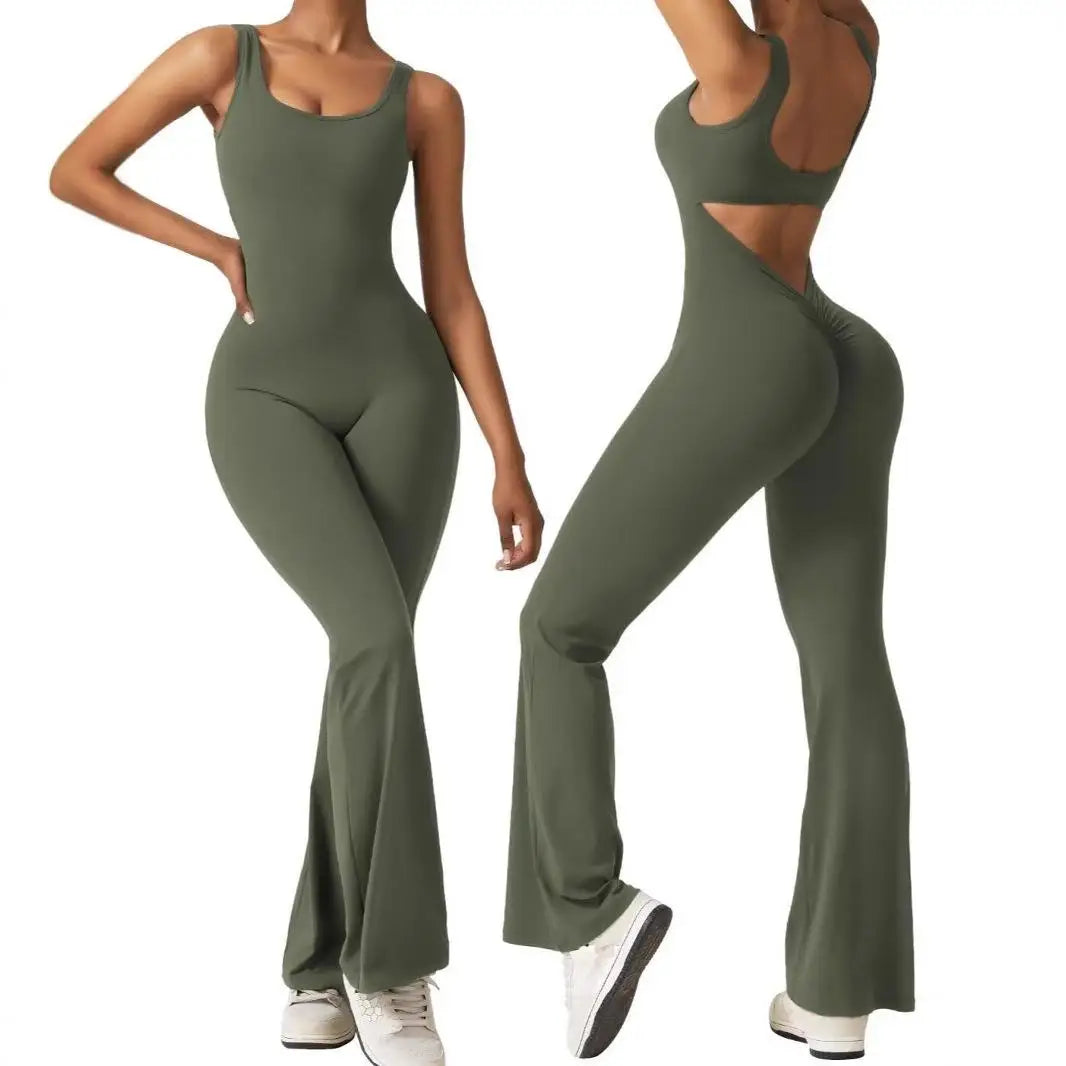 Low-Waist High-Leg Yoga Jumpsuit Backless Sleeveless Booty-Lifting Sexy Women's One-Piece Suit Lona De Brand